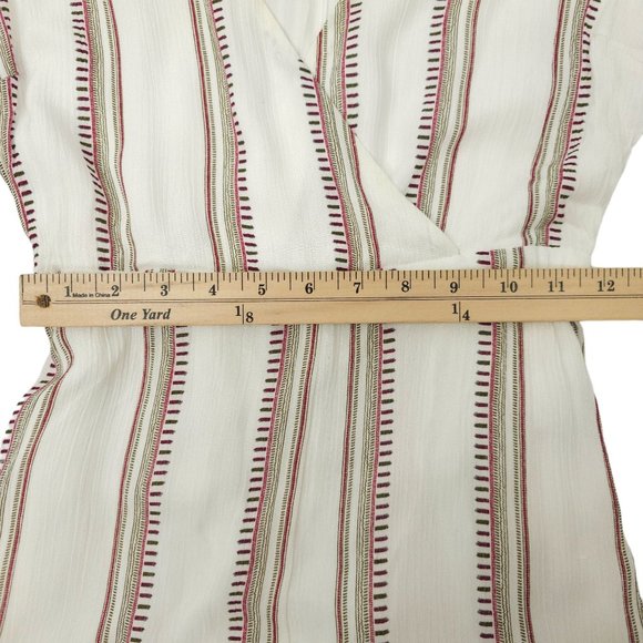 Sadie And Sage Striped Romper Size S Tie Belt Back Zip Lined Deep V Neck - Picture 5 of 16